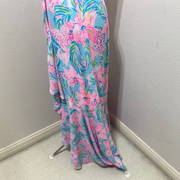 Lilly Pulitzer Taylee Blue Ibiza Gimme The Juice Flounce High Low Maxi Dress 4 - Picture 7 of 11